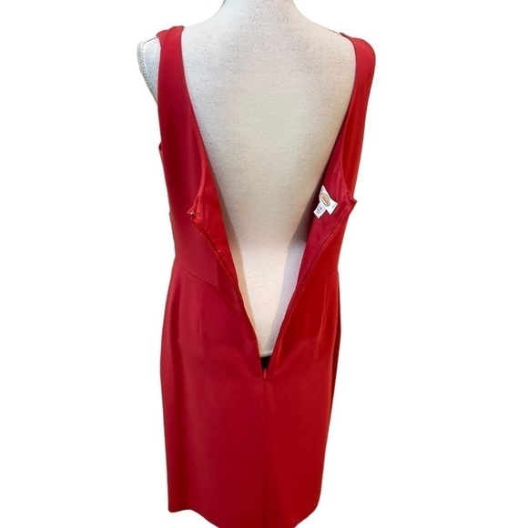 Talbots lined sleeveless side ruched scoop back dress cranberry size 10 - Picture 7 of 10